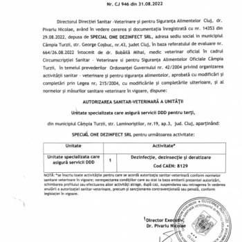 AUTORIZAȚIA SANITAR-VETERINARĂ